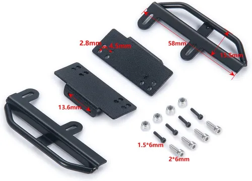 Vista 3 de RCLIONS Metal Pedal Junta lateral Rock Sliders para Axial SCX24 Deadbolt JLU CRC Bronco Gladiator 1/24th RC Crawler Car