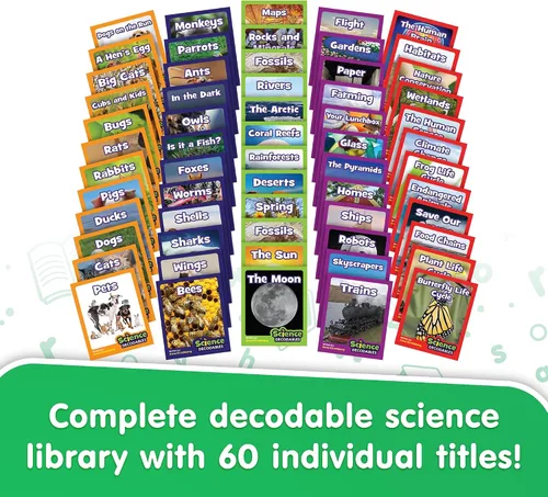 Vista 2 de Junior Learning Beanstalk Books - Juego de cartas y sonidos Decodificables de ciencia de no ficción, multicolor