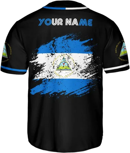 Vista 3 de Podagree - Camiseta de béisbol nicaragüense personalizada con nombre para hombres y mujeres, camisetas nicaragüenses