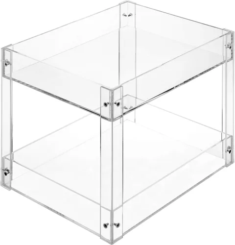Vista 6 de MyGift Organizador de cartas de acrílico transparente de 2 niveles, tamaño A4, organizador de documentos de 2 niveles, soporte de papel de archivo