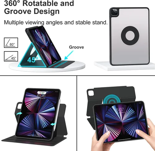 Vista 5 de Funda de teclado para iPad de 11 pulgadas 2025 (A16)/iPad 10 2022, funda vertical con soporte para lápiz, soporte magnético, teclado desmontable