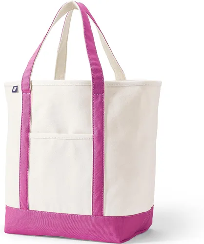 Vista 41 de Lands' End Bolso de lona abierto Natural/Azul marino radiante