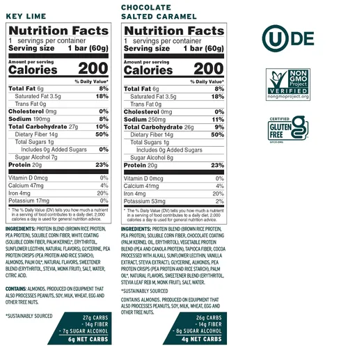 Vista 3 de No Cow - Barras de alto contenido en proteínas, paquete de variedad bañadas - Snack saludable, 20 g de proteína vegana, alto contenido en fibra
