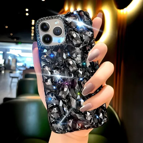 Vista 8 de Funda para iPhone 13 Pro para mujer (6.1 pulgadas), funda de lujo muy brillante con purpurina 3D con diamantes de imitación de cristal brillante