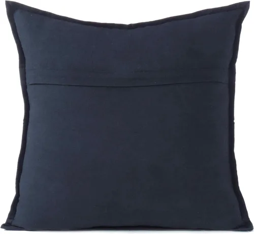 Vista 4 de Funda de cojín decorativa bohemia bordada con espejos, hecha a mano para sofá, dormitorio, sala de estar (negro, 16 x 16 pulgadas)