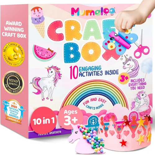 Vista 7 de Mumaloo Caja de Manualidades de Dinosaurios - 10 Artes y Manualidades Creativas para Niños de 4 a 8 Años, Divertido, Sin Desorden, Kit Educativo