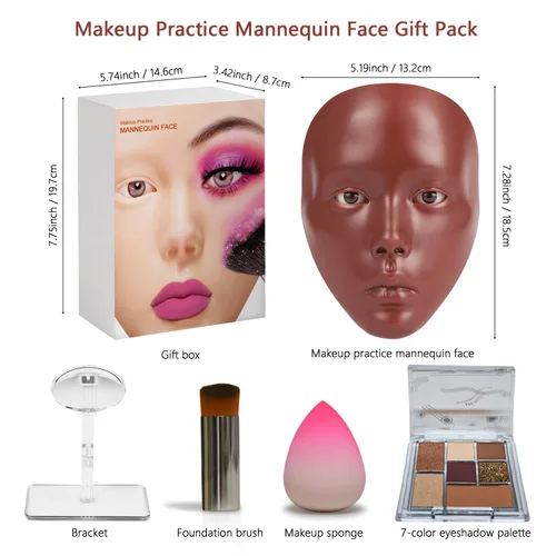 Vista 6 de Cara de práctica de maquillaje de silicona, maniquí 5D para sombra de ojos de pestañas Odorless Soft Silicone, Reusable 5000+ Times, Easy Clean