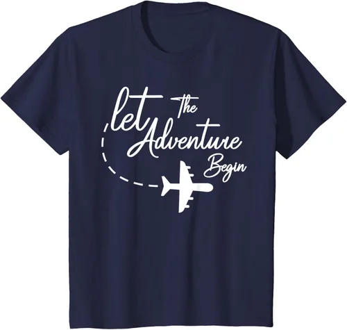 Vista 55 de Let The Adventure Begin - Camiseta inspiradora en modo de viaje en avión, Negro, S