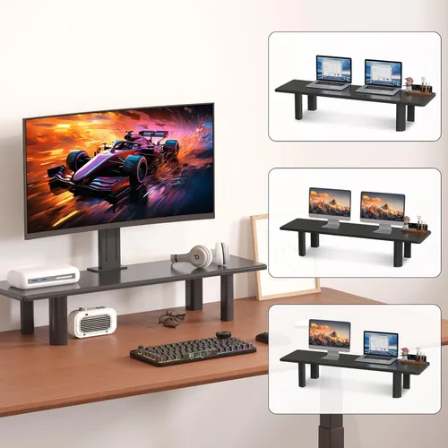 Vista 6 de suptek Soporte elevador de monitor doble, 32.28 pulgadas para monitor grande para 2 monitores, soporte de monitor de computadora, estante de madera