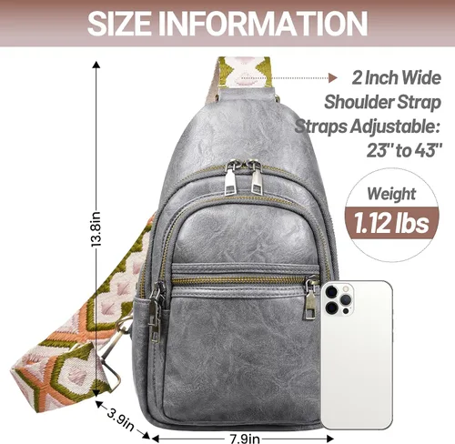 Vista 5 de KFXFENQ Bolso bandolera para mujer, de piel sintética, bolso bandolera pequeña, mochila cruzada multiusos para el pecho, para mujer, ciclismo