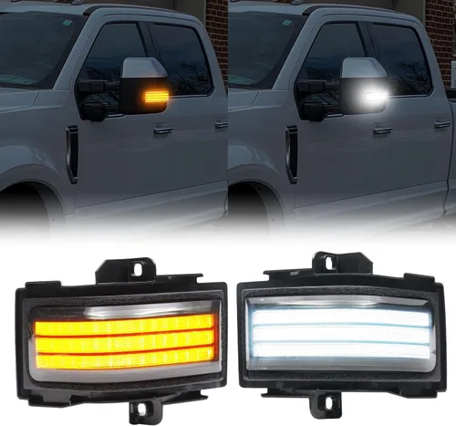 Vista 17 de Luz intermitente LED para espejo lateral compatible con Expedition Navigator 2003 2004 2005 2006, señales de giro secuenciales dinámicas ámbar, kit
