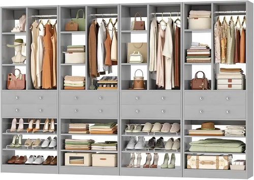 Vista 19 de Besiost Sistema de Armario Pequeño, Sistema Organizador de Armario de Madera de 28"/2.3 Pies con Cajones y Estantes, Sistemas de Armario Walk-in