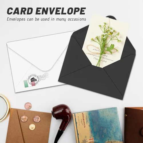 Vista 6 de Paquete de 50 sobres negros A4 de 4 x 6 pulgadas para invitaciones, imprimibles, autosellables para bodas, invitaciones, fotos, postales, tarjetas