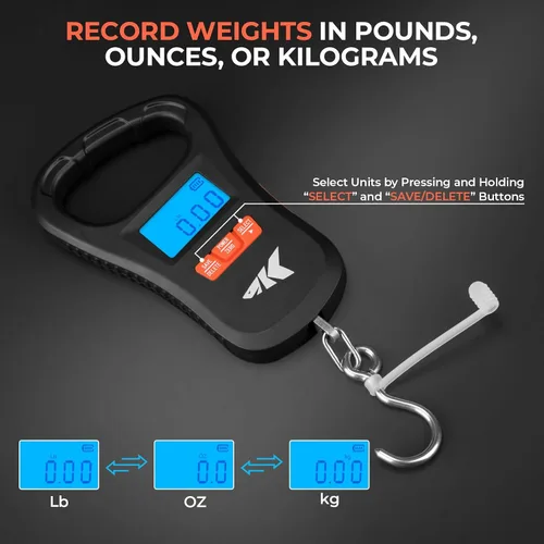 Vista 9 de KastKing ToughTide - Báscula de pesca con carga USB, capacidad de 65 libras, báscula digital ultrafina, pantalla LCD, mango ergonómico, básculas