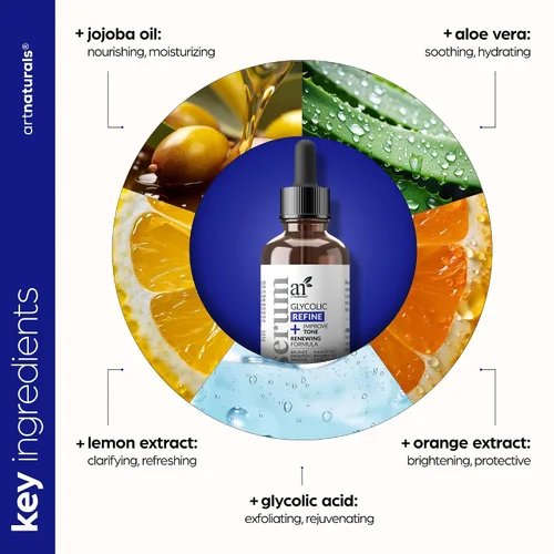 Vista 5 de ArtNaturals - Suero facial de ácido glicólico, vitamina C y aloe vera, exfolia y minimiza los poros, reduce el acné, los brotes y la apariencia
