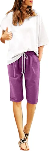 Vista 32 de Pantalones cortos sólidos con control de barriga, casuales, con cordón, cómodos, para mujer, pantalones cortos ligeros de verano para correr 2023