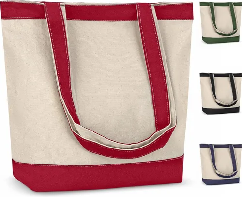 Vista 13 de Bolsa de lona con asas para mujer, bolsa de tela reutilizable para comestibles y compras a granel, bolsa de algodón en blanco, adecuada