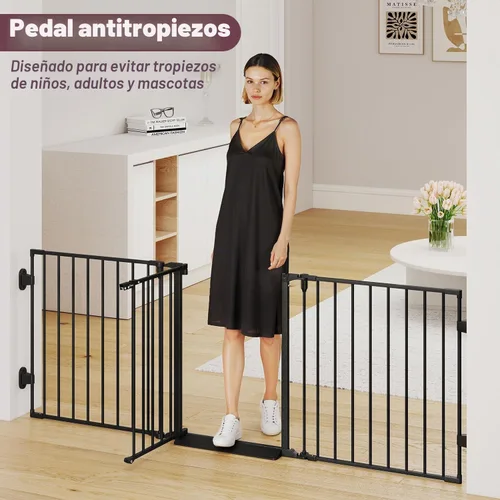 Vista 4 de Puerta de bebé extra ancha de 29.4-78 pulgadas, puertas largas para perros interiores para escaleras