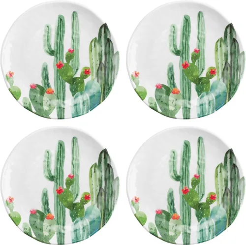 Vista 9 de UP UPware Cactus Garden - Platos redondos de melamina para postre, platos pequeños para servir, para aperitivos, aperitivos y guarniciones, verde, 6