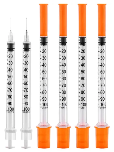 Vista 16 de Jeringas de 0.0 fl oz 29G 1/2" 0.512 in U-100 Jeringa de laboratorio desechable con tapa, paquete de 20 Calibre 29 de 1/2 pulgada, diseño a prueba