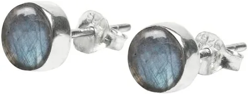 Vista 5 de Gemstone Stud Post Earrings, 925 Sterling Silver Gemstone Earring 6 MM Round Girl Women Gift