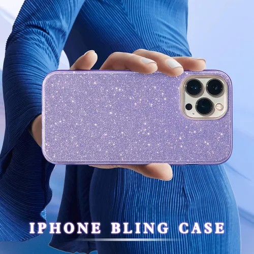 Vista 4 de MATEPROX Compatible con iPhone 13 Pro, funda protectora brillante para niñas y mujeres, para iPhone 13 Pro de 6.1 pulgadas 2021 (morado)
