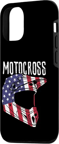 Vista 2 de Casco de motocross para iPhone 15 con bandera de Estados Unidos para motocross, patriótico, motociclista, para hombres y niños