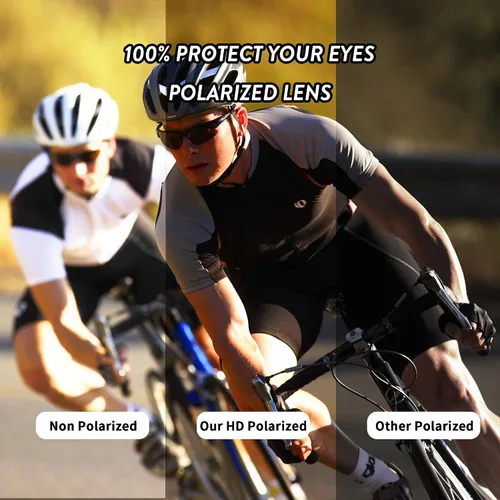 Vista 5 de JIM HALO Gafas de sol deportivas polarizadas recicladas para hombres y mujeres, persianas de espejo rectangulares clásicas para correr, pescar