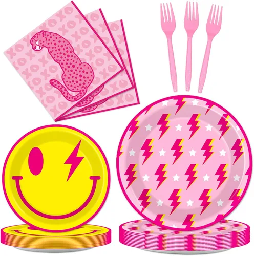 Vista 55 de Qyeahkj Juego de 100 platos de papel y servilletas de abeja, suministros para fiesta de primer cumpleaños, suministros para el primer cumpleaños