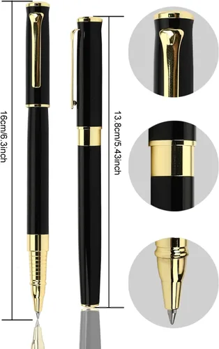 Vista 5 de YIVONKA Bolígrafo de lujo, línea de recambio negra, ancho de 0.02 pulgadas, el mejor regalo de bolígrafo de oficina para hombres y mujeres, Negro