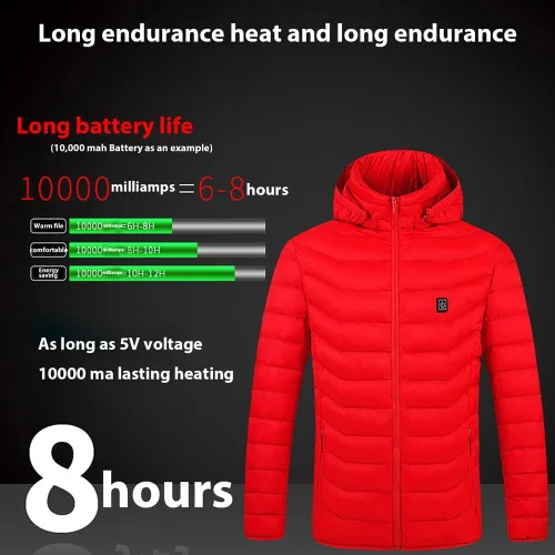 Vista 3 de Kysdzlink Men's Heated Jacket Outdoor Jacket, Ultra-thin Carbon Fiber, 9 Heating Zones Women's Jacket Excluding Battery Pack
