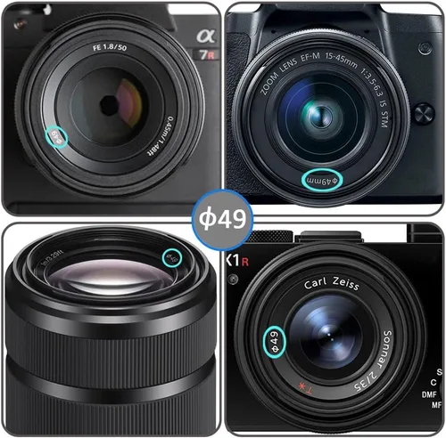 Vista 8 de Filtro UV HD de 1.929 in para Canon M6 M50 M100, filtro UV Fire Rock para Sony Alpha a7R con montura E FE 1.969 in f/1.8 lente -1 paquete