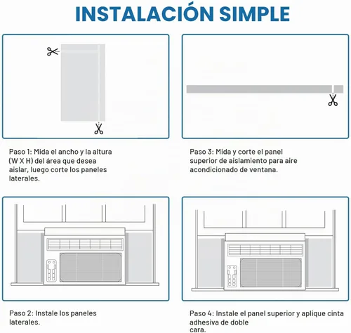 Vista 5 de Panel lateral de espuma para aire acondicionado de ventana, kit de panel de CA aislado de 2 piezas, blanco