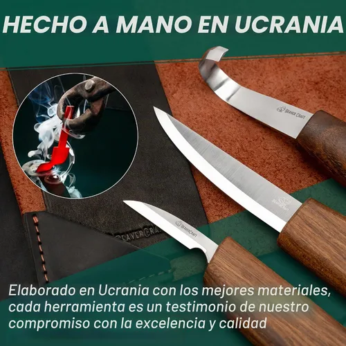 Vista 5 de BeaverCraft Kit de Tallado de Cucharas Cuchillos de Tallado Cuchillo de Tallado de Cucharas Sloyd, Cuchillo de Chip Detalle Pequeño, Cuchillo