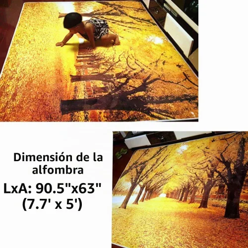 Vista 4 de Alfombra antiderrapante delgada, con impresión 3D, para salón, recámara, cocina, cuarto de baño, de ZaH