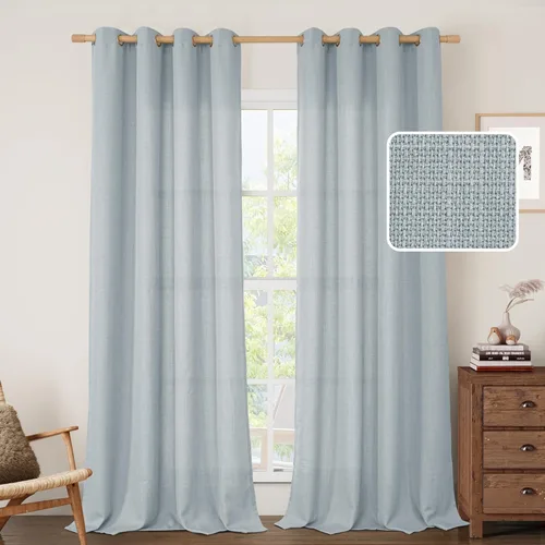Vista 106 de LAMIT Cortinas de lino marrón caramelo para sala de estar, 84 pulgadas, de lino sintético, texturizado, filtrante de luz, paneles de privacidad