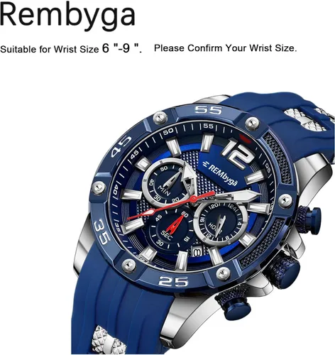 Vista 3 de Rembyga Relojes de pulsera para hombre con esfera luminosa y correa de silicona casual