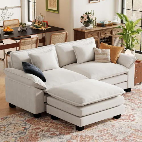 Vista 120 de CDCASA Silla de acento de gran tamaño de 50'' con otomana Asiento extra ancho y profundo estilo sofá nube para sala de estar, dormitorio, rincón