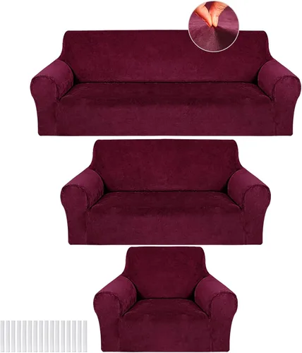 Vista 15 de Peryiter Juego de 3 Fundas para Sofá, Cubiertas de Muebles para Sofá, Loveseat, Sillón, Ajuste de Forma Elástico, Sin Arrugas, Protector de Muebles