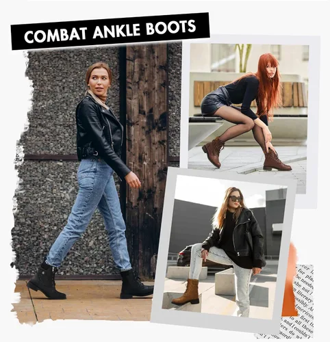 Vista 7 de Vepose Botines con estilo de combate, a la moda, para mujer