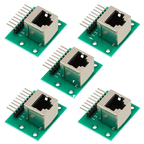 Vista 6 de Kit de placa de ruptura RJ45 de 8 pines con placa PCB y cabezales de clavija Adaptador de puerto de red Conector de placa de prueba