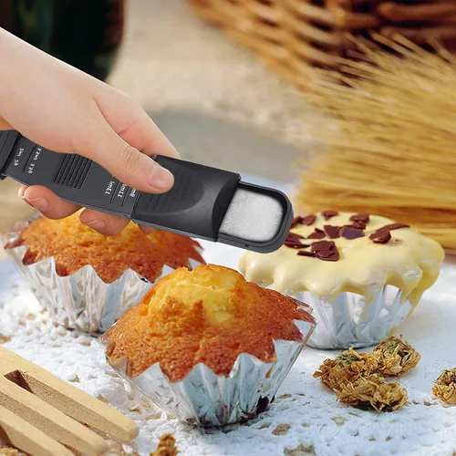 Vista 9 de M&c Cuchara medidora ajustable de doble cara – Cuchara dosificadora con nivelador en gramos y ml – para ingredientes secos o líquidos, hornear