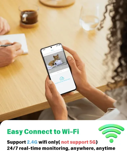 Vista 3 de Cámara inalámbrica para gatos para interiores, cámara Wi-Fi HD de 2K con control de aplicación, detección de movimiento, visión nocturna automática