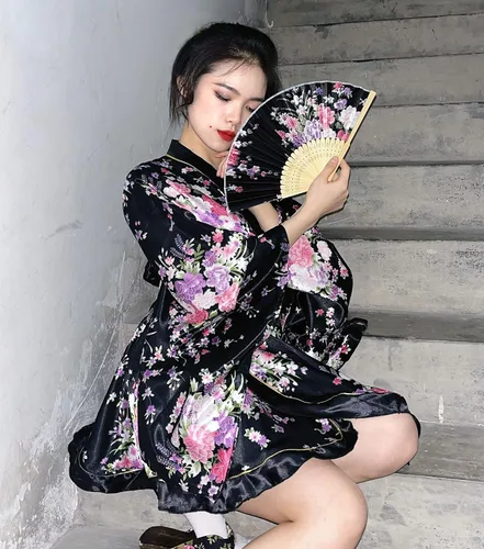 Vista 6 de Elibelle Juego de calcetines de seda plegables de seda para mujer, estilo kimono de anime japonés