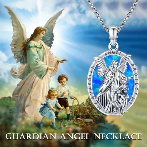 Vista 6 de Collar con colgante de San MiguelSan CristóperSan SebastiánGuadalupeÁngel de la GuardaSanta MuerteJudeJoseph para hombres y mujeres, plata de ley