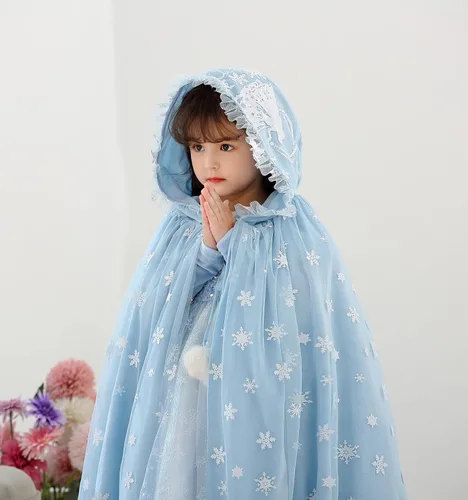 Vista 6 de PURFEEL Capa de lujo con capucha para niñas de Elsa disfraz de capa de princesa para niños de Elsa 2022