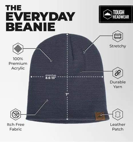 Vista 41 de Tough Headwear Daily Knit Beanie – Gorros para hombre – Sombreros de invierno para hombres y mujeres – Sombreros de punto cálidos para clima frío