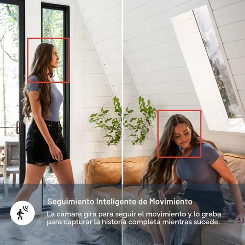 Vista 6 de Luna - Cámaras de seguridad inalámbricas para exteriores e interiores, inclinación panorámica de 360°, visión nocturna a color, bombilla LED y foco