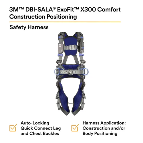 Vista 2 de 3M DBI-SALA ExoFit X300 - Arnés de seguridad de posicionamiento cómodo, grande con estilo de escalada inspirado en el casco de seguridad