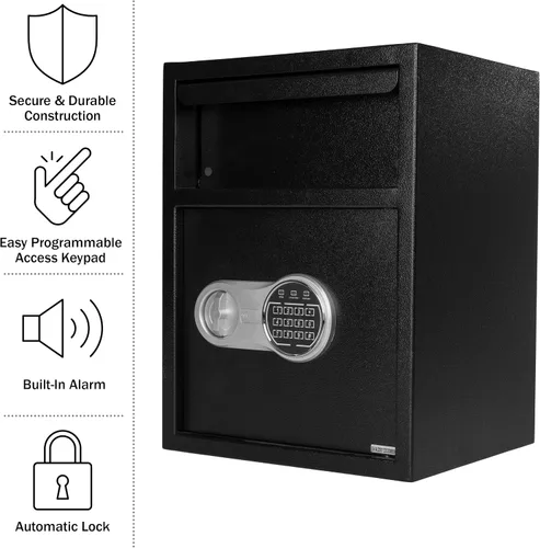 Vista 6 de Paragon Safes - Caja fuerte electrónica con teclado digital y 2 llaves de anulación manuales para dinero en efectivo o seguridad en el hogar (negro)